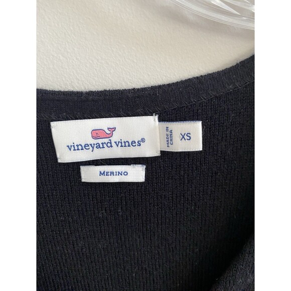 Vineyard Vines Sequin Knit Sweater Dress Lightweight 100% Merino Wool Black  XS - Picture 7 of 8